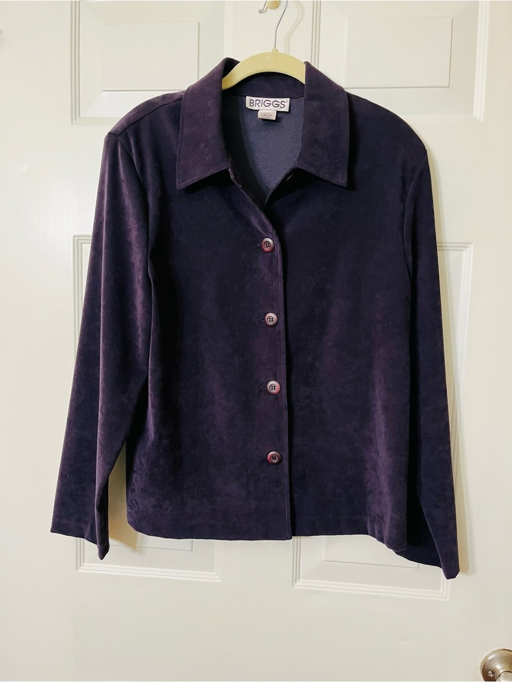 Vintage 90s Purple Faux Suede Shacket (shirt/jacket) Sz M Briggs Minimalist